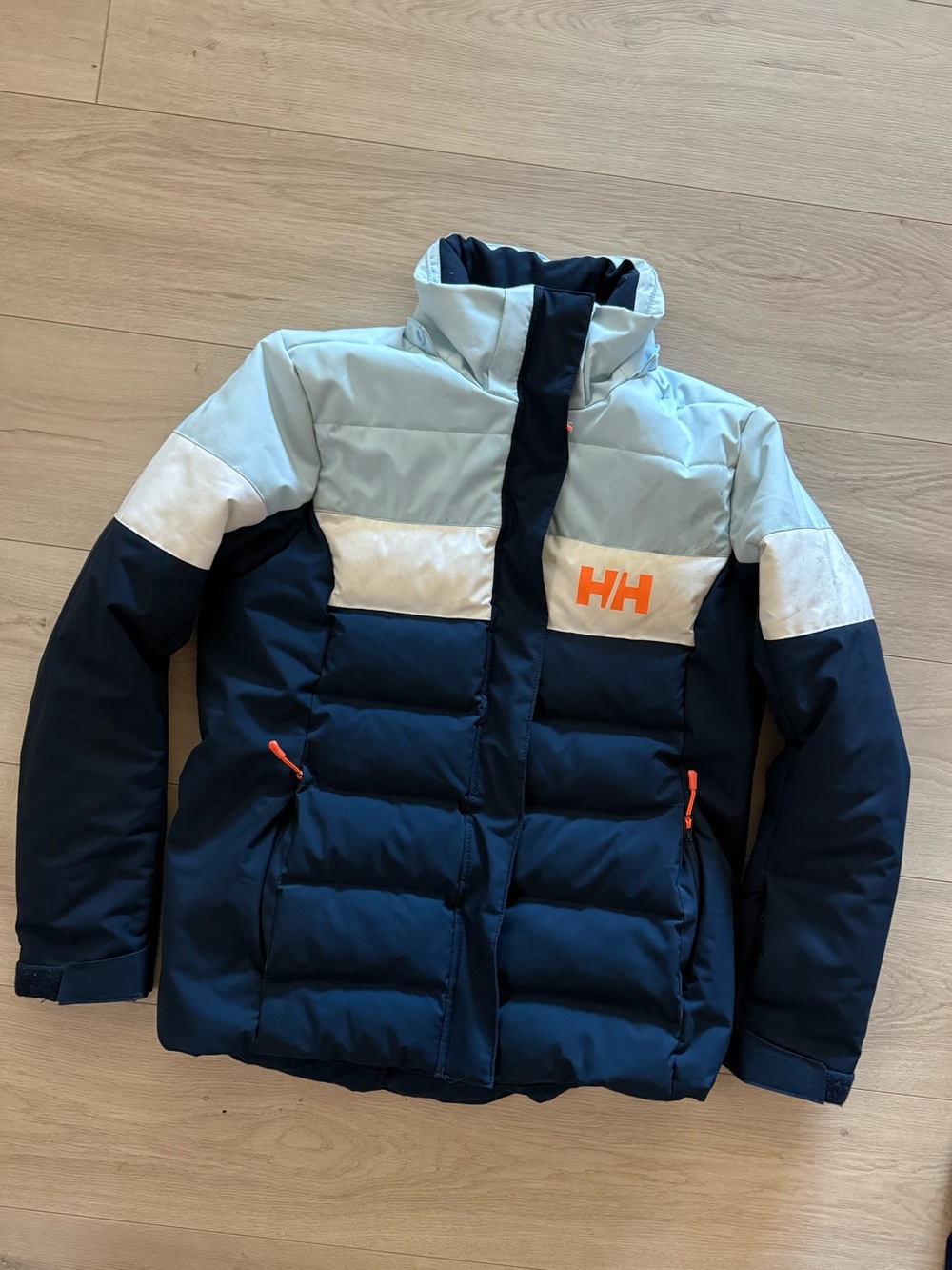 Helly Hansen Kids' Colorblock Puffer Jacket in Navy and Light Blue